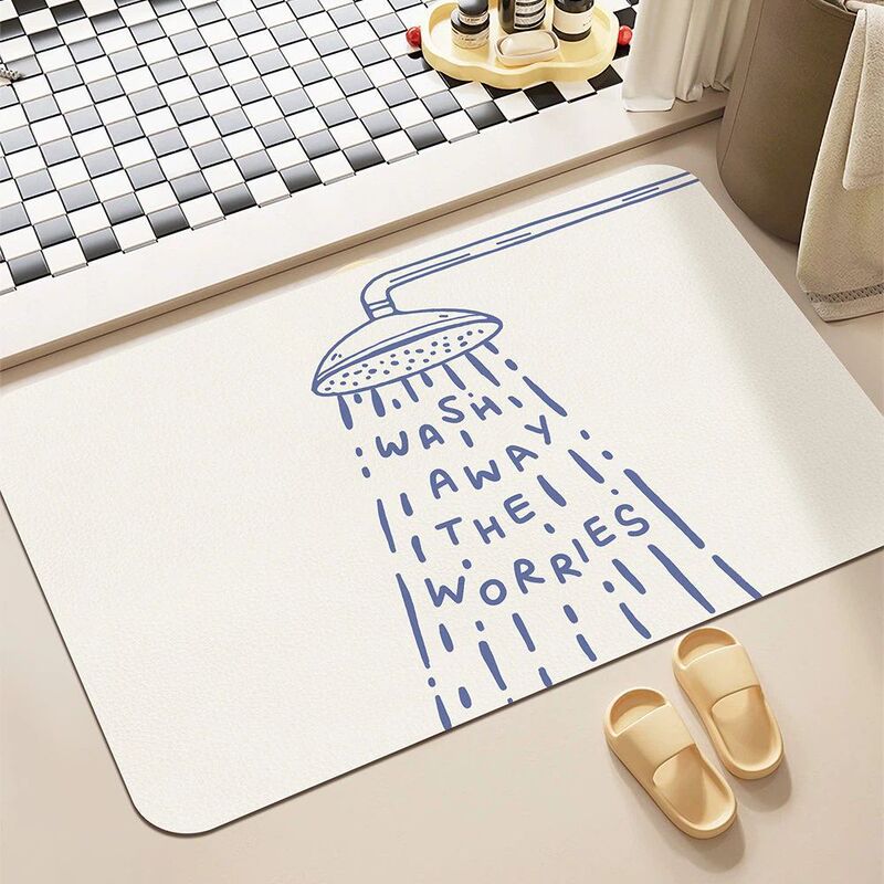 Amazon Temu Simple Non-Slip Bathroom Mat, Water-Absorbent Quick-Dry Foot Mat for Bathroom, Easy-Care Entryway Mat