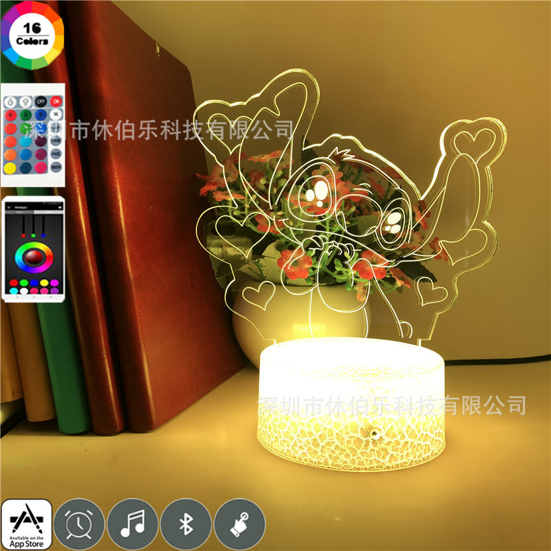 Stitch 3D noche luz colorida táctil control remoto nuevo creativo USB dormitorio escritorio atmósfera lámpara de mesa LED regalo
