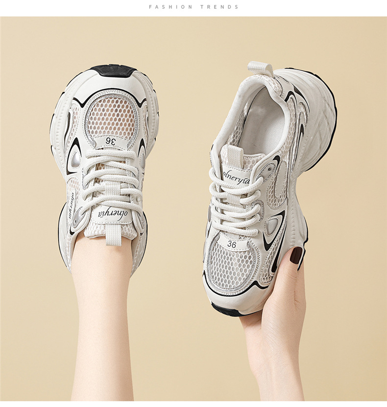 Giày sneaker nữ đế dày da thật thoáng khí tăng chiều cao mùa xuân hè 2025 — JST 7009-1 xám xanh (kiểu thoáng khí), JST 7036m đỏ, JST 7150m Purple (kiểu thoáng khí), JST 7142m bạc (kiểu thoáng khí) chi tiết 9