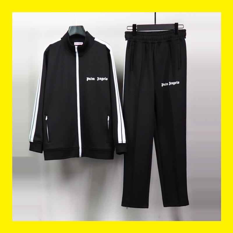 Cross-border Foreign Trade PA Angel Striped Zipper Jacket School Uniform Jacket Couple's Sports Casual Men's and Women's Ribbon Trousers