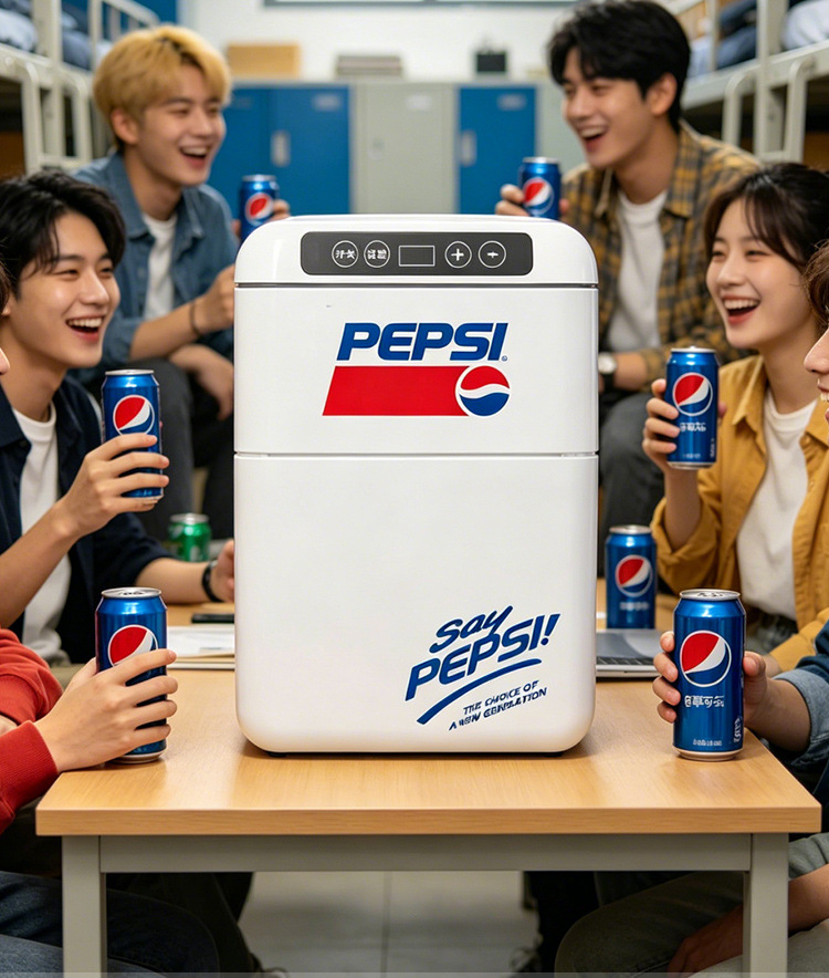 Pepsi Car Refrigerator Mini Small Dormitory Home Use Refrigeration and Freezing Double-Door Gift