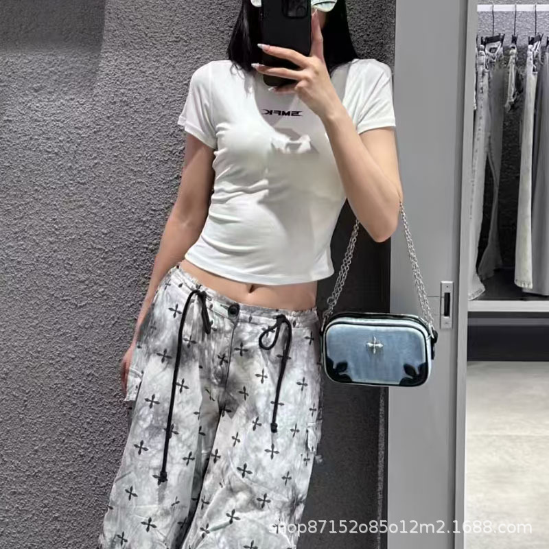 Smk Ripple Waist Sports Tee Stretch Tight Casual Fashion Top Short Sleeve 25 New Style