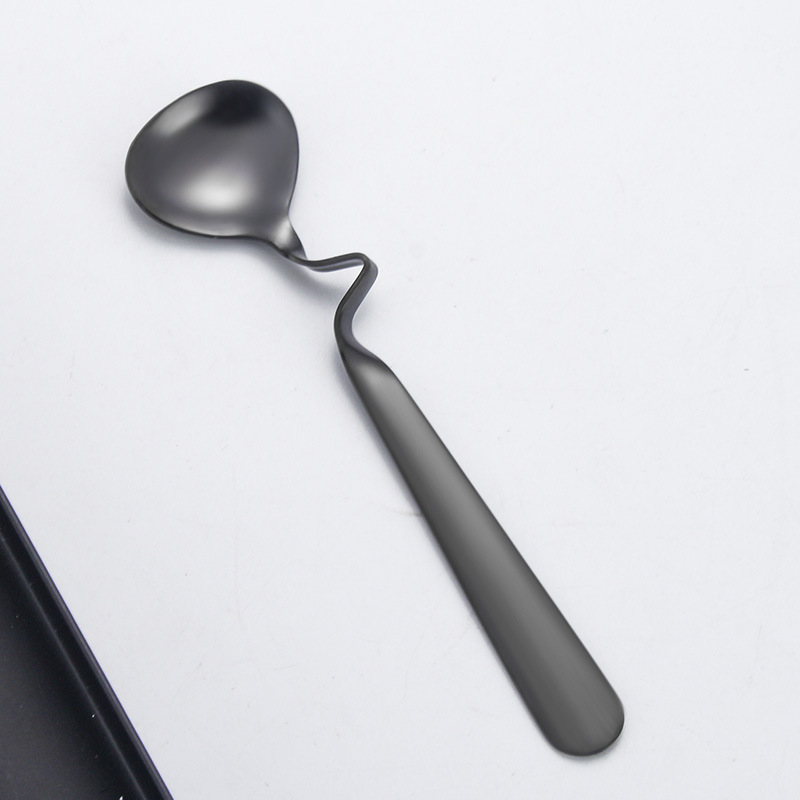 304 Stainless Steel Bent Handle Card Coffee Irregular Twisted Hanging Cup Edge Stirring Spoon Net_voghion.com