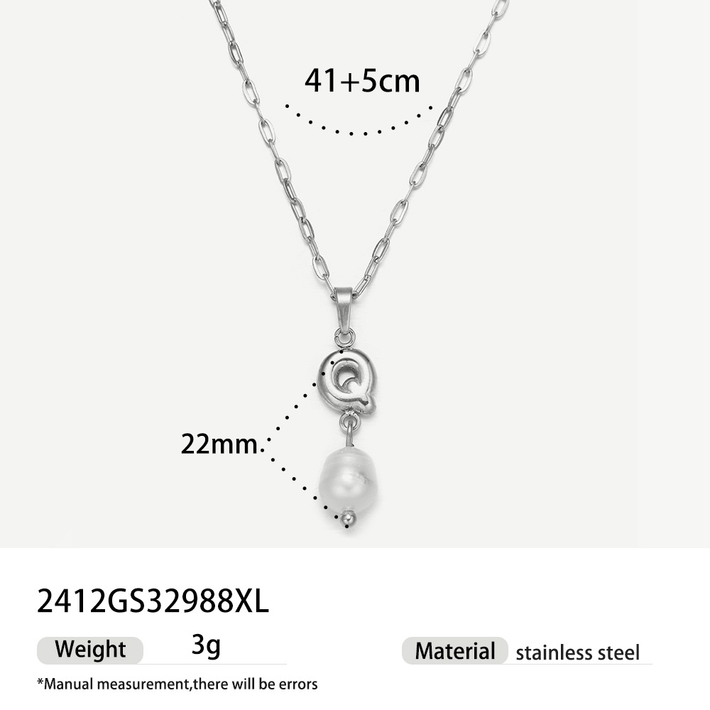 TENA collar de acero inoxidable de perlas verdaderas simplista de alto nivel nicho de diseño de acero de titanio collar de collar para mujeres image 12