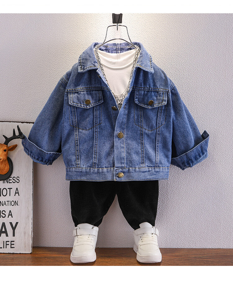 Boys back bear 2024 Spring Autumn new children's cool and trendy jacket boys denim clothing trend_voghion.com
