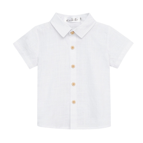 Summer children's short-sleeved shirt children's clothing boy's lapel white shirt base Korean style small and medium-sized children