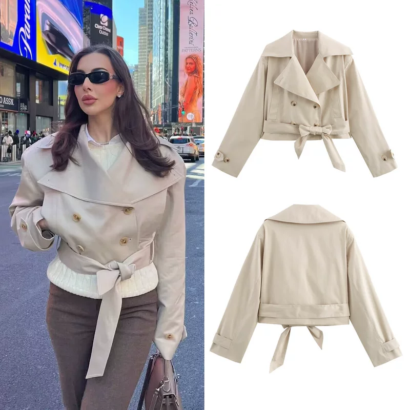 (Cross-border trading), belt, short long-sleeve, trench coat, Amazon, European style, British style, high waist