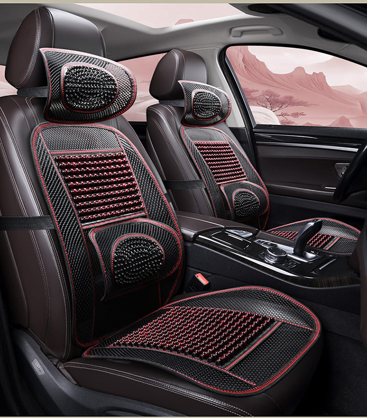 Summer Car Seat Cushion Wooden Bead Single Piece Lumbar Support Cool Cushion Van Round Bead Front Seat Backrest Single Seat Truck Cushion