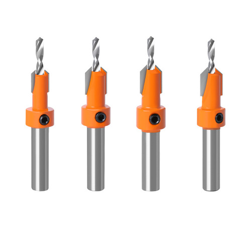Woodworking Counterbore Drill Set Round Shank Alloy Counterbore Drill, Counter Sink Drill Self-Tapping Screw Installation Step Drill