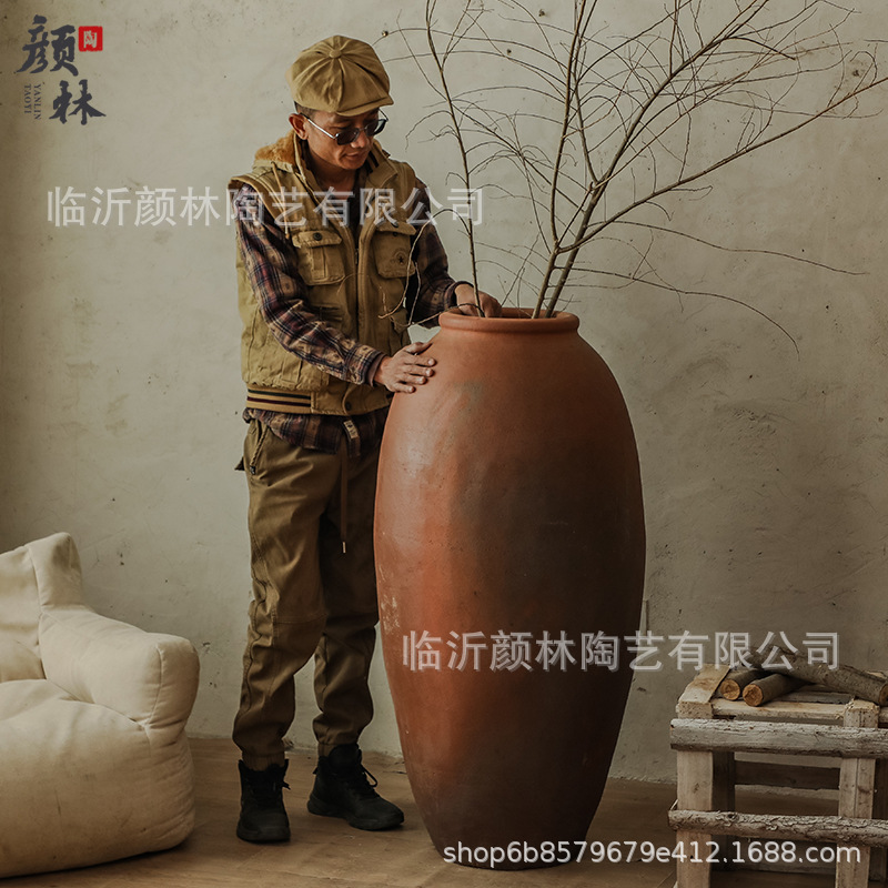 Botella de cerámica vintage de aterrizaje combinación de decoración de alojamiento residencial botella de cerámica de gran tamaño de cerámica de tierra cerámica de viento tranquilo botella de decoración