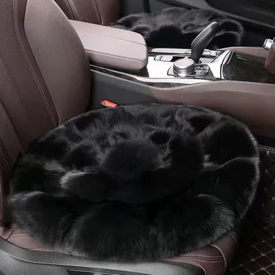 sheepskin three-piece single piece – Seat cushion, seat cover - black-round-cushion