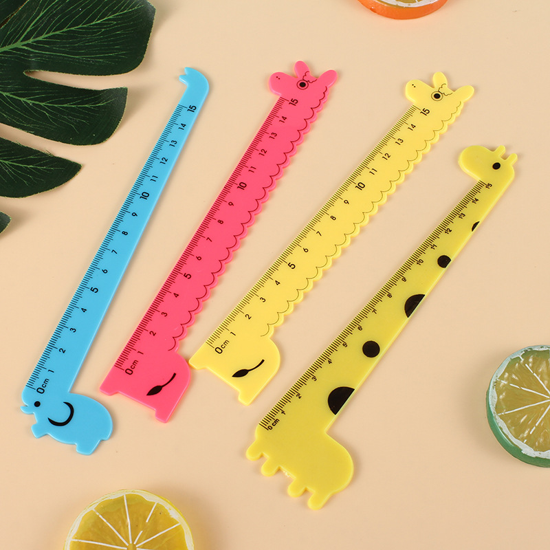 Creative cartoon cute four-piece set ruler long zebra plastic ruler student meter ruler primary school student stationery