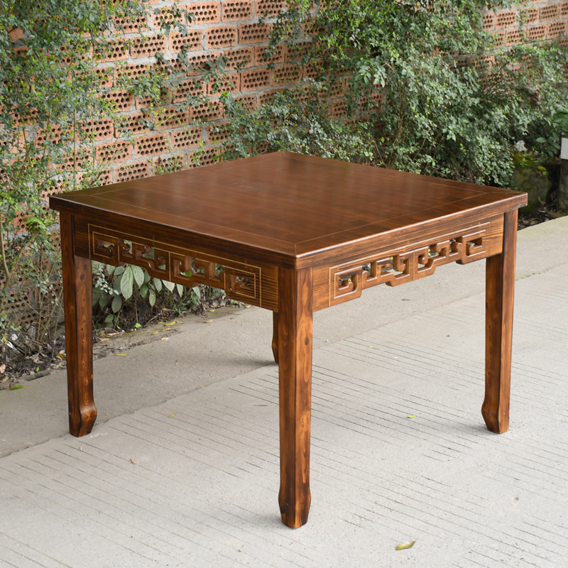 Solid Wood Eight Immortals Table, Household Square Table, Hotel Antique Square Multi-Functional Simple Chinese Table and Chair Set