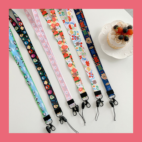 Creative two-in-one mobile phone lanyard, detachable, rotating, long thermal transfer document lanyard, hanging neck, dual-purpose mobile phone lanyard
