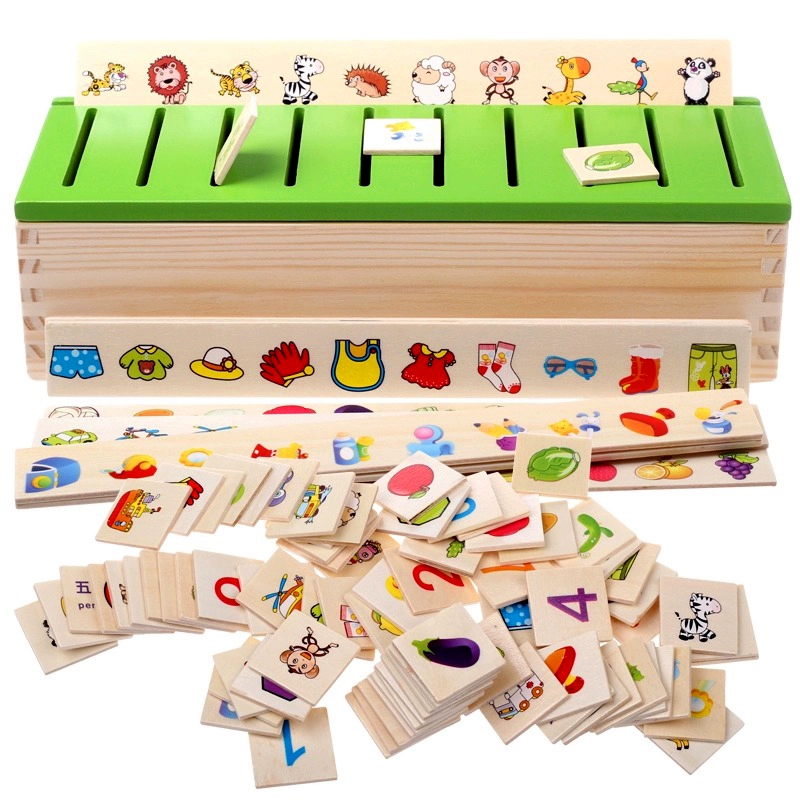 Teaching children's teaching aids Montessori, geometric wooden intellectual toy, classification, early education