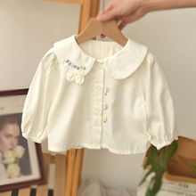 宝宝长袖衬衣婴儿上衣秋季百搭衣服2025新款女童翻领衬衫洋气上衣