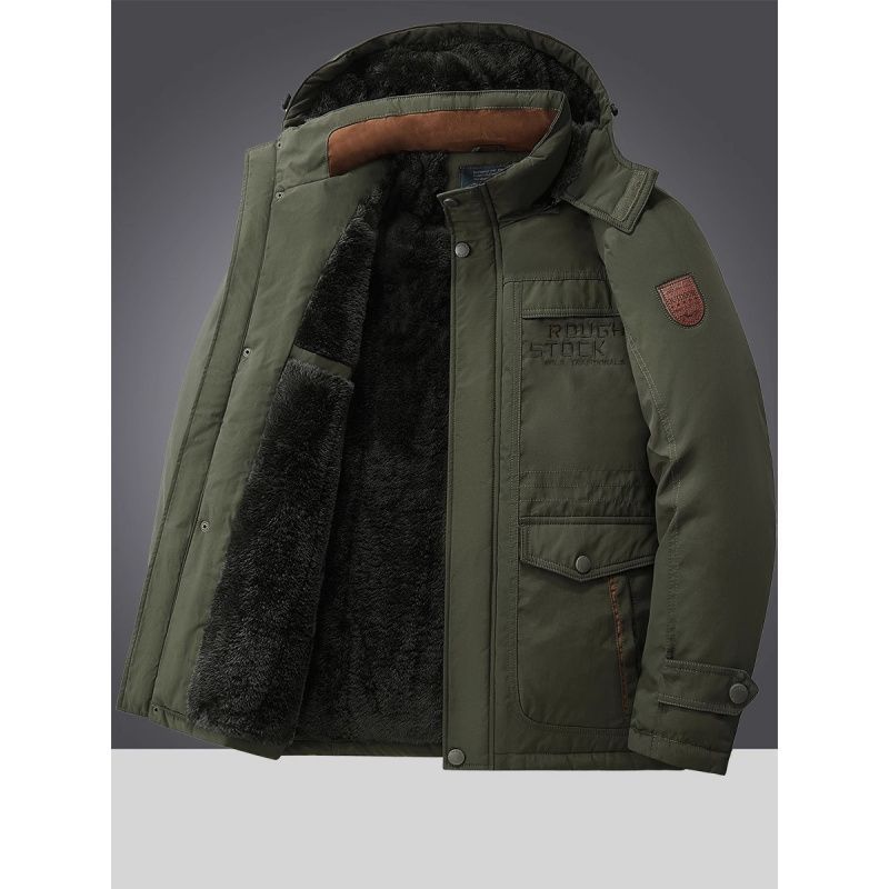 기모 두꺼운 충전 의류 남성용 겨울 중년 및 노인을위한 중간 길이의 코튼 패딩 의류 양고기 양털 면 패딩 재킷 초두께 코튼 패딩 재킷