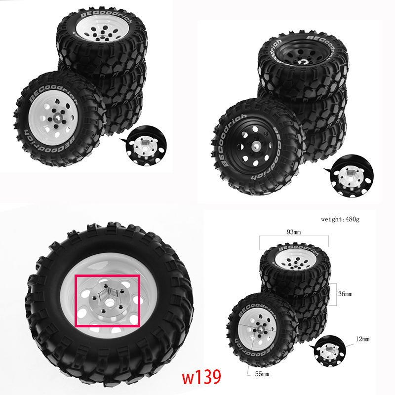 1.9寸FR4轮毂TRX4仿真FMS攀爬NT4轮胎93mm直径SCX10 W139