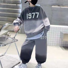 童装男童秋季2023新款中大童时髦韩版炸街痞帅字母酷潮套装两件套