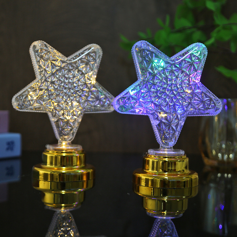 Creative Stereo Heart Five-Pointed Star Led Lamp Desktop Decoration Bedside Lamp Night Light Atmosphere Decoration Ornaments Wholesale