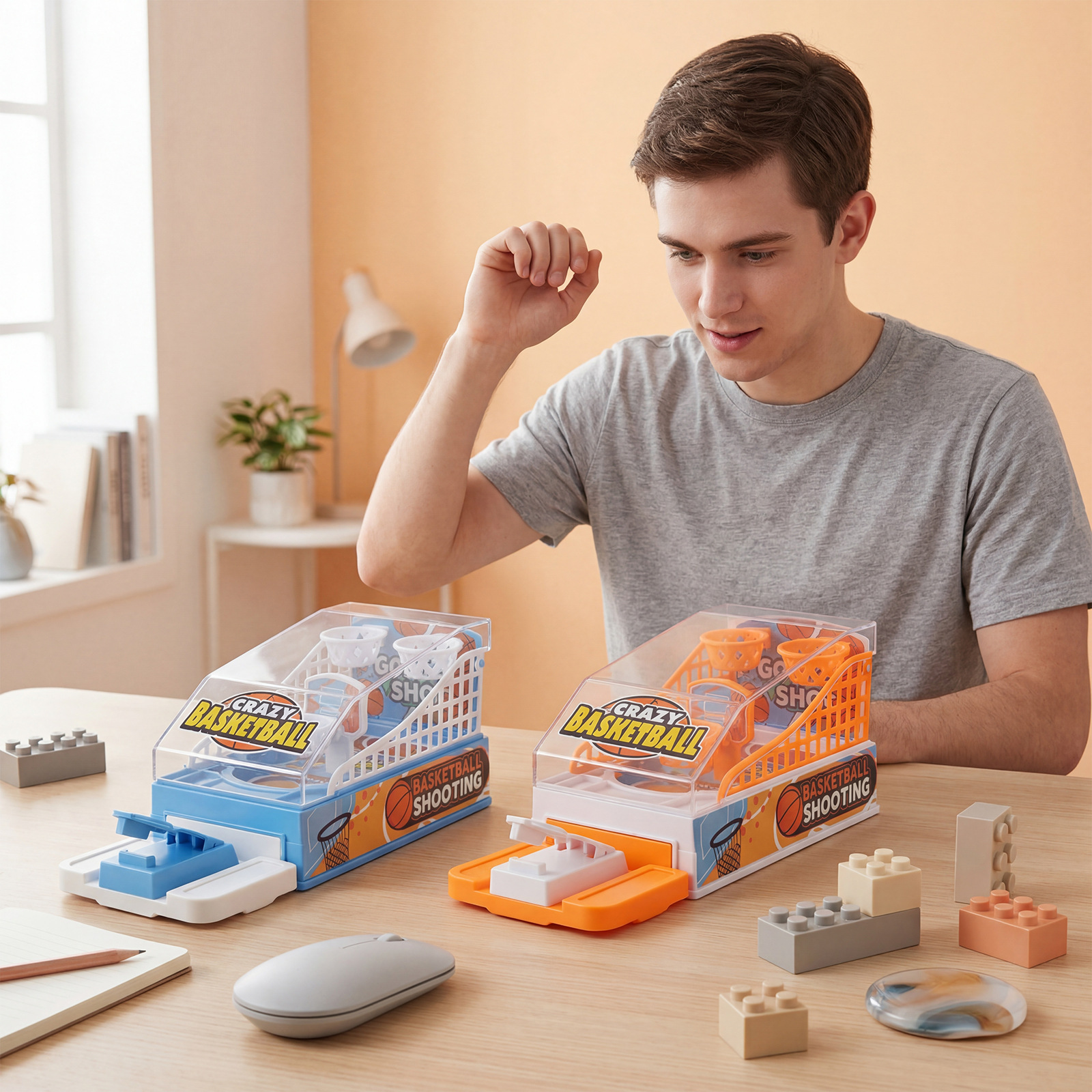 DOWMOO趣味投篮机连续投篮玩法耐用实用亲子互动休闲桌面小巧玩具