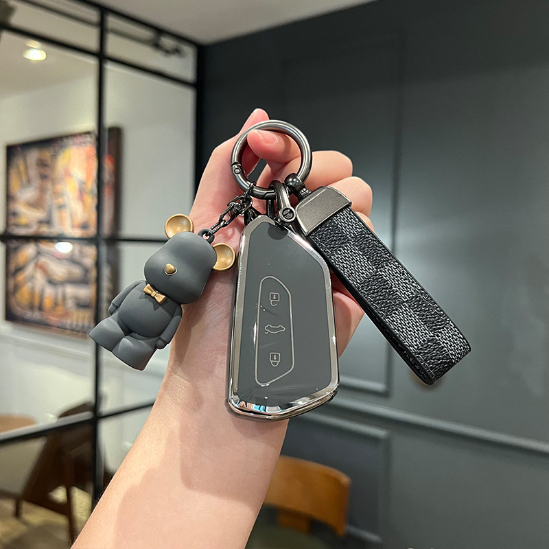 K 고급 그레이 + 블랙 체크 무늬 로프 + 폭력적인 곰