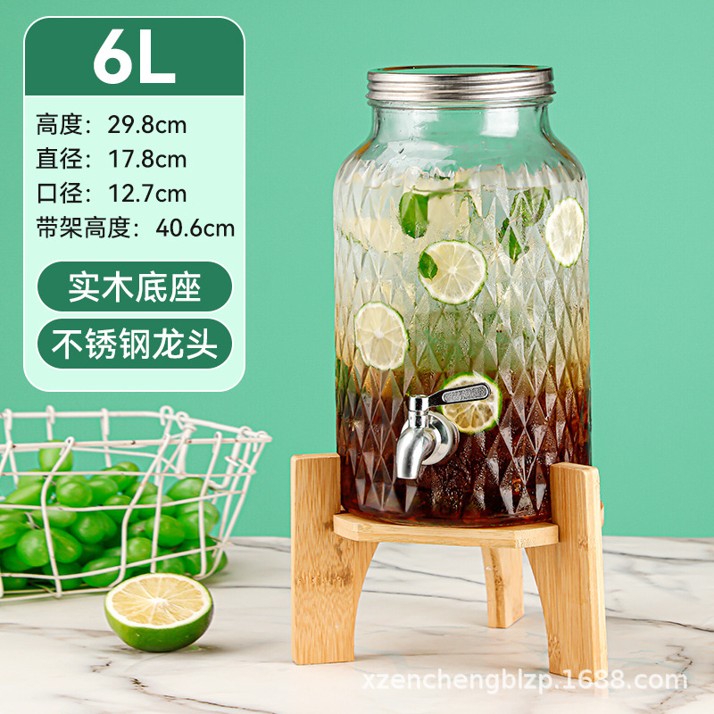 Jarra de vidrio para el hogar de gran capacidad al por mayor, moderna jarra para agua fría, recipiente para bebidas, jarra para jugo con grifo