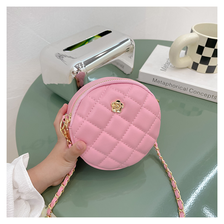 Girl's Pu Leather Solid Color Cute Round Zipper Crossbody Bag display picture 1