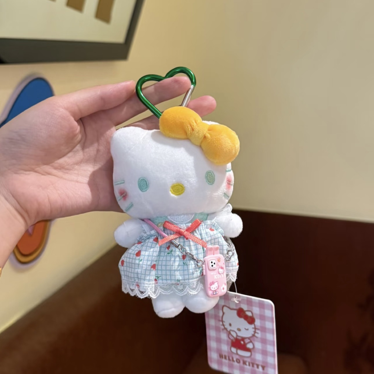 Genuino clásico KT Hello Kitty mochila bolso colgante dibujos animados lindo hellokitty llavero muñeca de felpa mujer