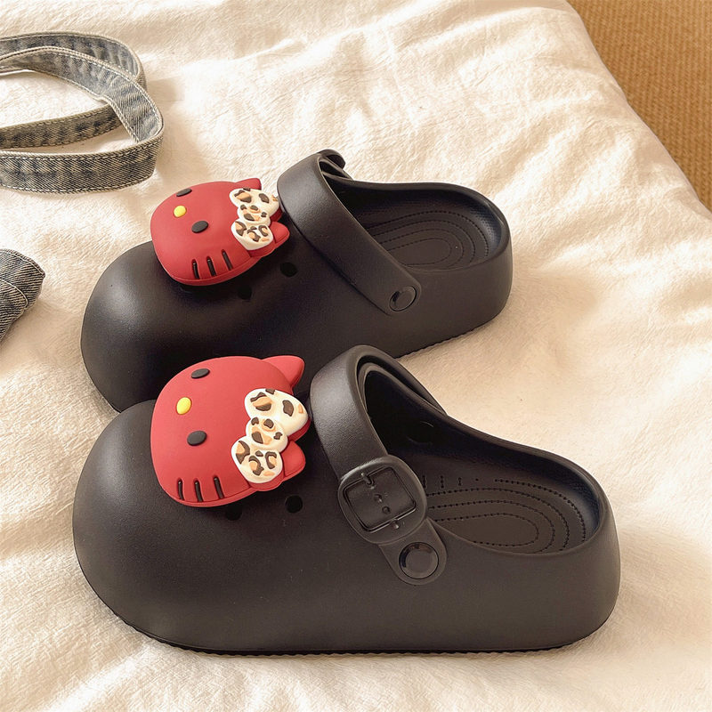Cute Cartoon Kt Cat Clogs for Women, Summer Outdoor Wear, 2026 New Model, Non-Slip Beach Shoes, Thick-Soled Closed-Toe Sandals