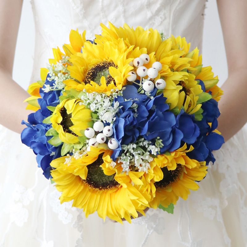 Wedding Simulation Sunflower Bridesmaid Bouquet, Wedding Celebration Photography Home Decor Flower Arrangement Amazon Factory Store Wholesale
