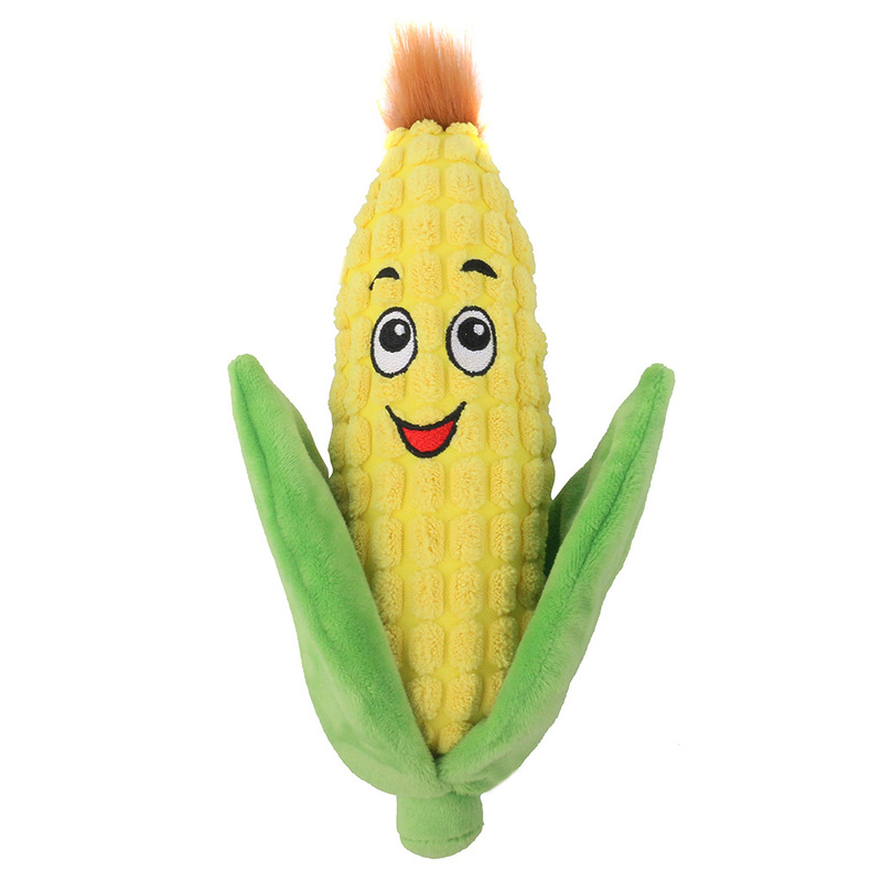 Food series pet toys plush stuffed creaking vegetables corn interactive dog toys