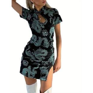 P 21913 Dragon Print Cheongsam Dress ��ӡ������ �W���羳