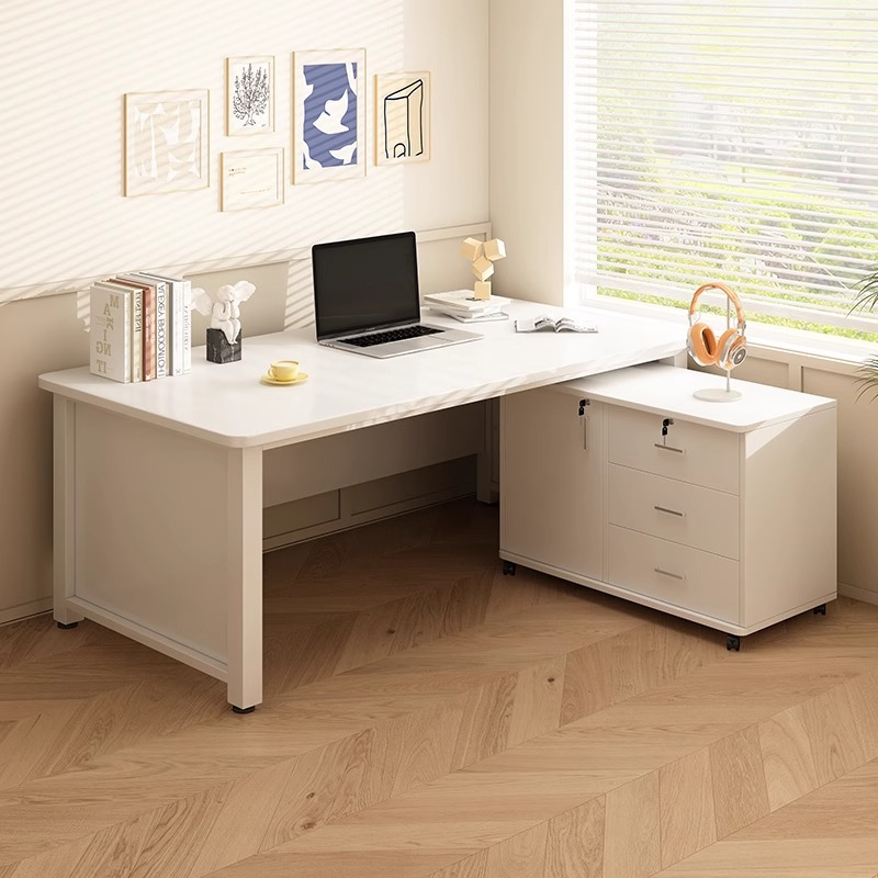 Esquina escritorio de computadora escritorio de estudio casero tipo l moderno túnel de viento crema tablero de esquina escritorio de escritorio dormitorio