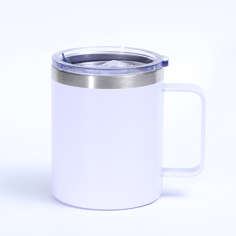 Nueva taza creativa de acero inoxidable de 12oz taza de café de doble capa con mango de oficina de negocios del hogar taza de vacío