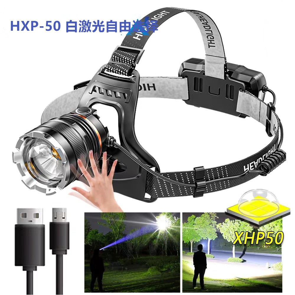 Cross-Border Outdoor Sensor Headlamp Led Strong Light Head-Mounted Long-Lasting Headlamp for Fishing Led Night Fishing Headlamp