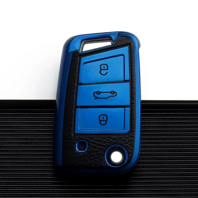 Volkswagen Key Case Lavida: Car key bag - volkswagen-b-folding-3-keys-sapphire-blue-single-shell