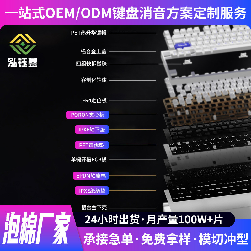 Poron键盘夹心棉机械键盘防震消音泡棉轴下垫ixpe轴座棉底棉定制|undefined