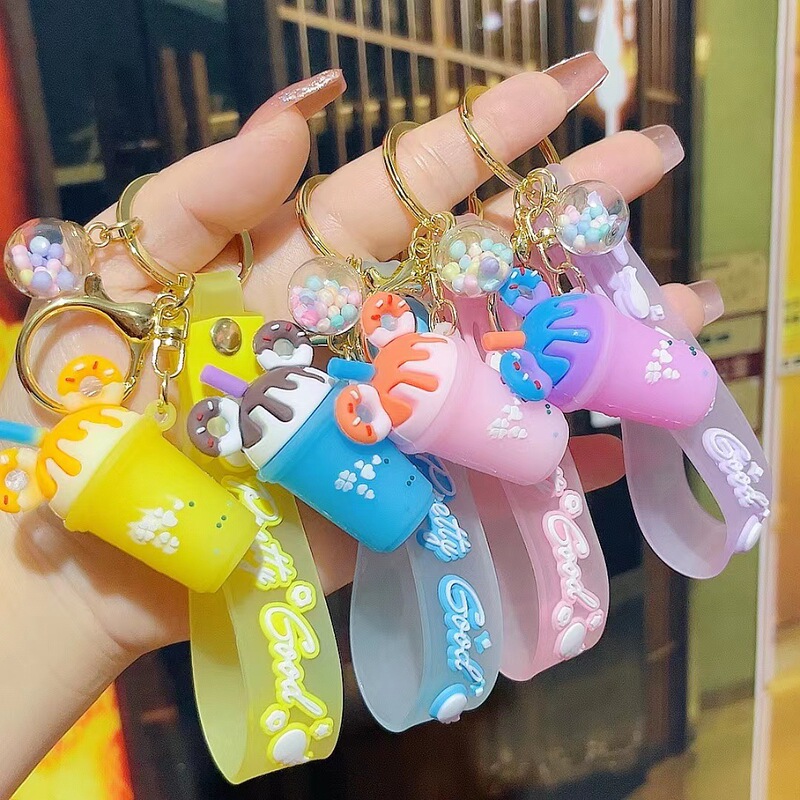 Creative Ice Cream Keychain Jewelry, Milk Tea Cup Pvc Pendant, Personalized Keychain, Small Gift, Car Decoration Creative Ice Cream Keychain Jewelry, Milk Tea Cup Pvc Pendant, Personalized Keychain, Small Gift, Car Decoration