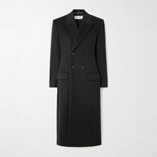 跨境英伦风纯色加长款风衣秋冬季宽松廓形双排扣毛呢大衣加厚外套