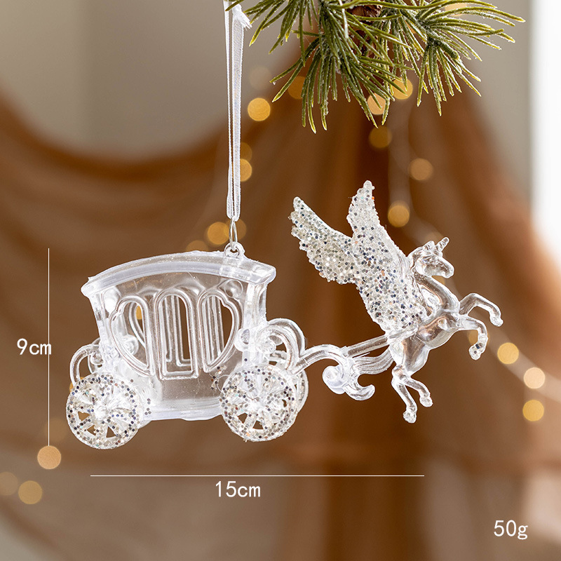 国境を越えた新しいクリスマスツリー装飾透明アクリル雪ヘラジカ天使ストラップクリスマス装飾品|undefined