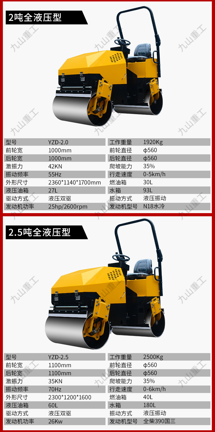 2吨小型双钢轮压路机 沥青压路机定制加工 全液压压路机生产厂家