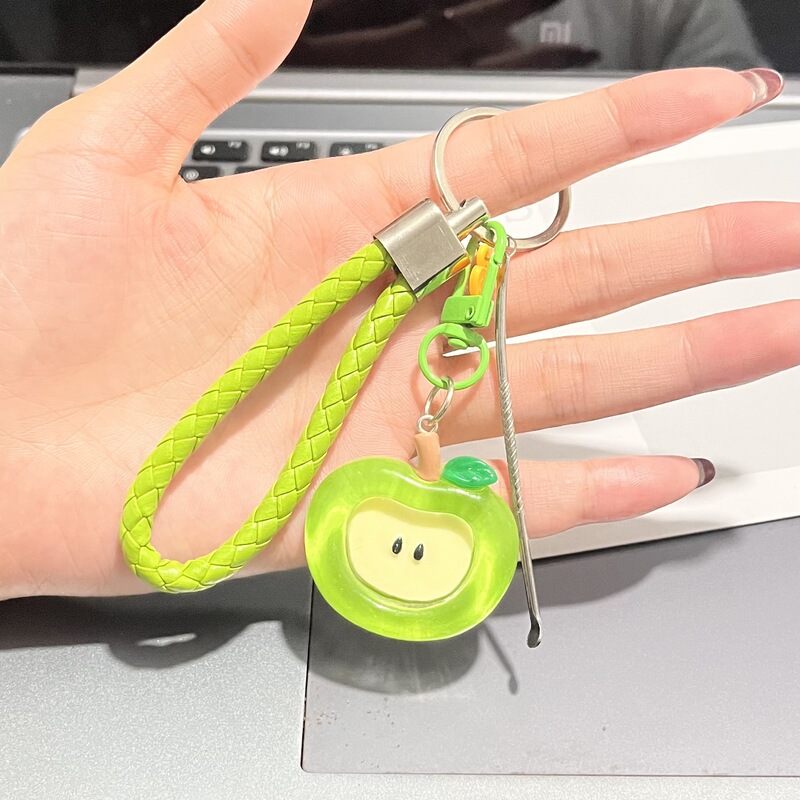 透明な立体シミュレーションアップルキーホルダー、甘くてかわいい学生スクールバッグペンダントアクセサリー、楽しくて面白いペンダントアクセサリー|undefined