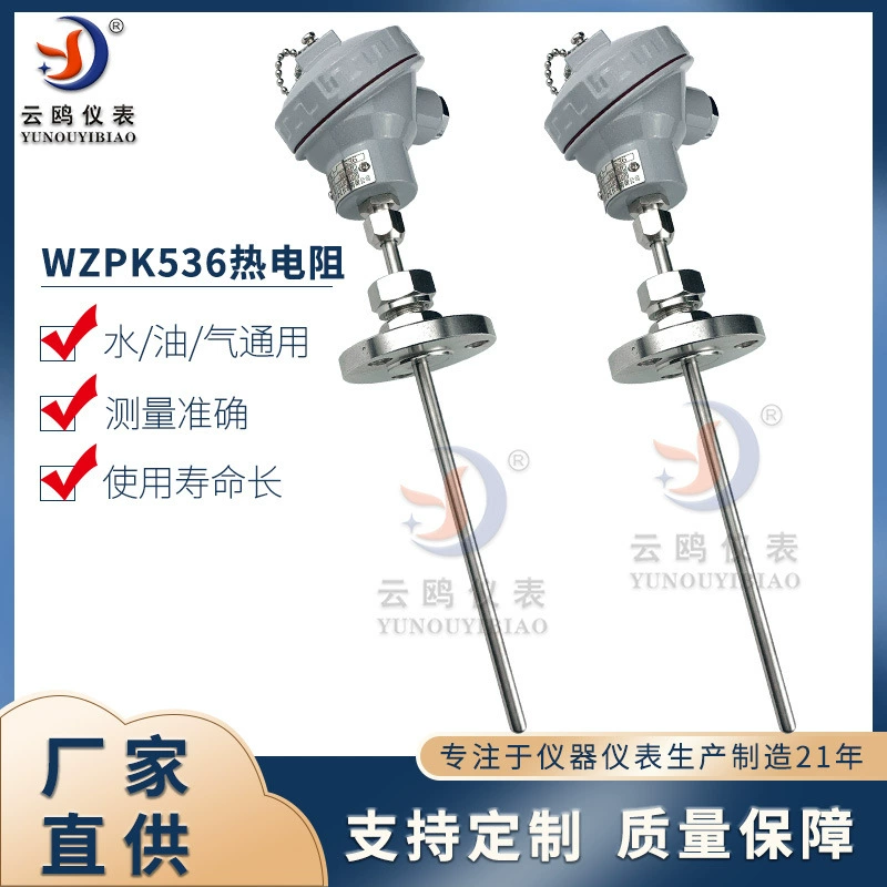 PT100 чехол фланец бронированный тепловой резистор WZPK-536 трехпроводный платиновый тепловой датчик температуры