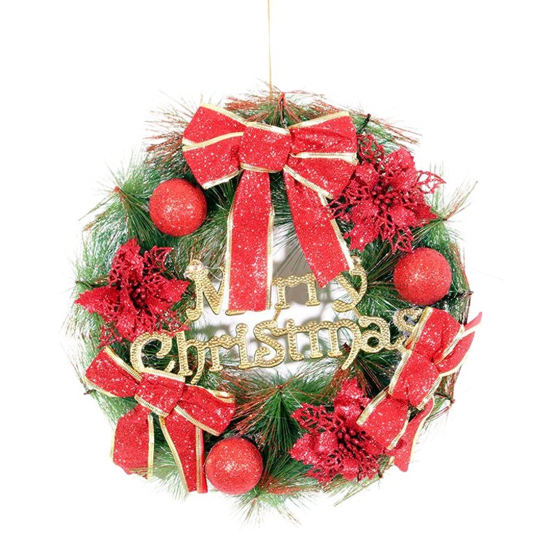 Navidad flor ratán anillo decoración puerta decoración hotel restaurante simulación Navidad guirnalda centro comercial puerta Decoración