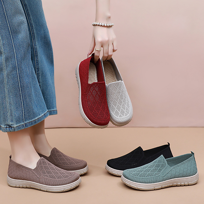 Zapatos de mujer, malla de verano, zapatos casuales transpirables, zapatos individuales cómodos y versátiles, zapatos de madre de suela blanda, zapatos de malla perezosos
