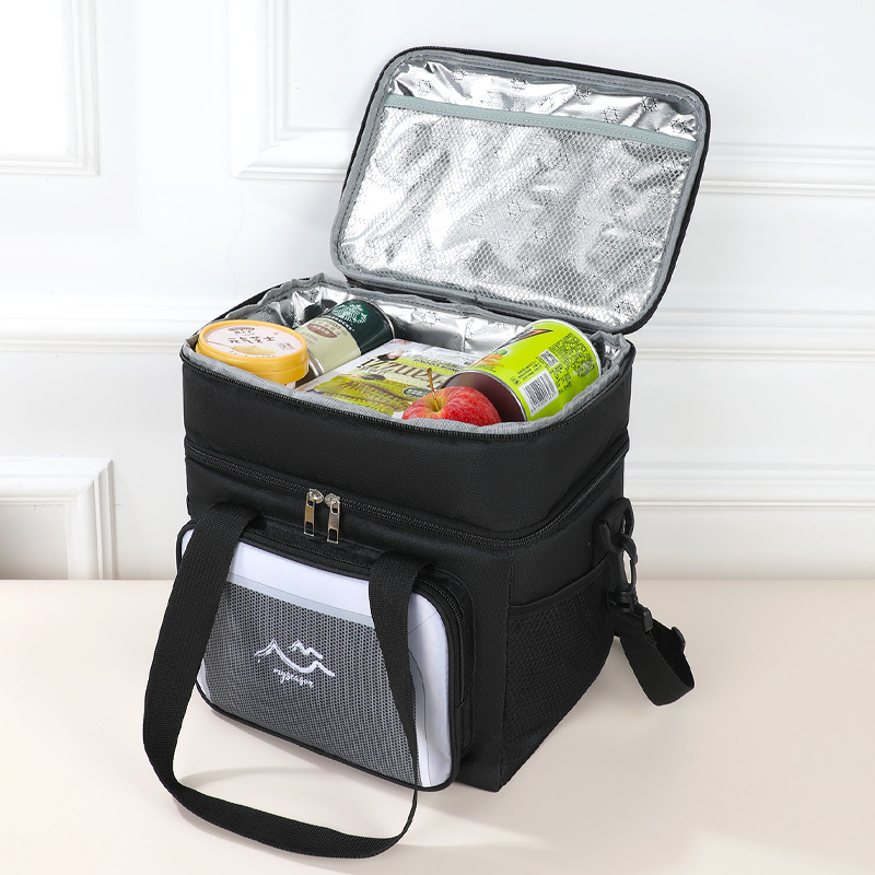Bolsa de almuerzo de doble capa portátil bolsa de aislamiento térmico bolsa de picnic al aire libre bolsa de almuerzo transfronteriza para trabajadores de oficina con bolsa de comida