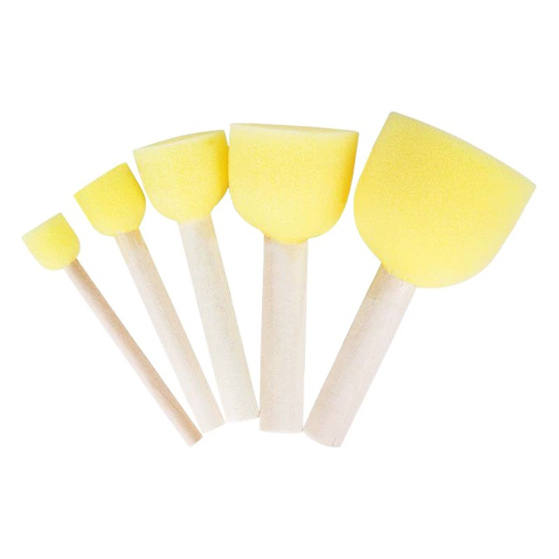 Детская DIY живопись губка печать Кисть Деревянная ручка круглая Грибная Губка Кисть Краска Граффити художественная кисть