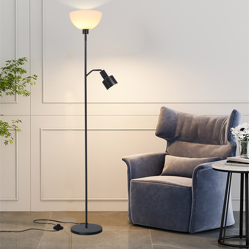 Double-Headed Floor Lamp for Living Room, Bedroom, Bedside, Sofa, Ambient Reading, Supplementary Light, Standing Upward Ceiling Lamp