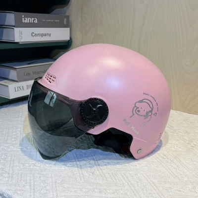 adult half helmet for all seasons, Motosiklet kaskı (dəbilqə) - huiqi-frosted-pink-musical-bear-flash-sale-deal-adjustable-short-lens-sun-visor-grab-a-deal
